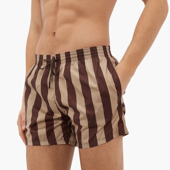 Fendi Other - FENDI Logo-print striped swim shorts- 46